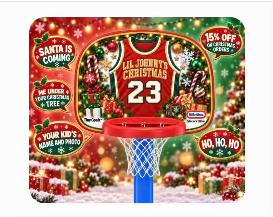 LIL JOHNNY'S CHRISTMAS personalized basketball hoop