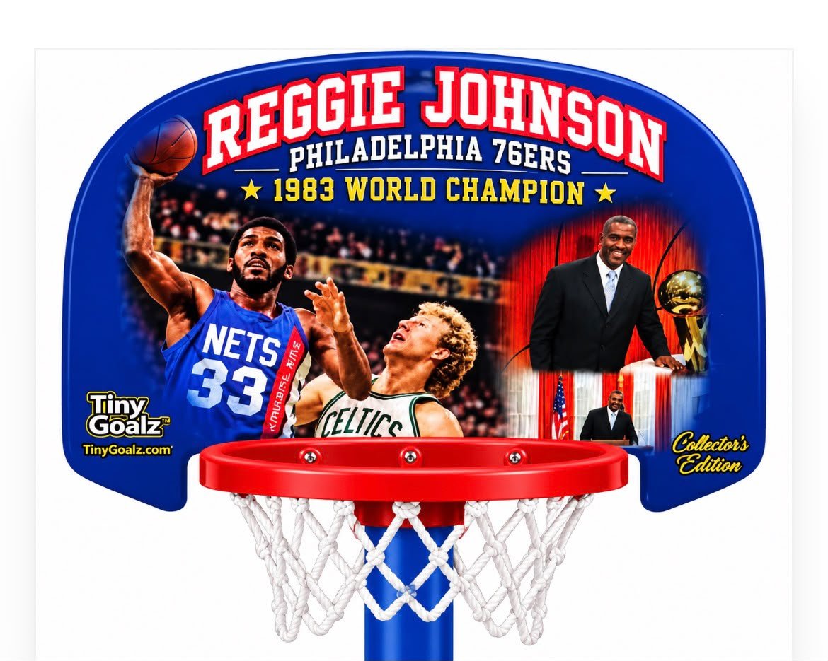 REGGIE JOHNSON - PHILADELPHIA 76ERS personalized basketball hoop